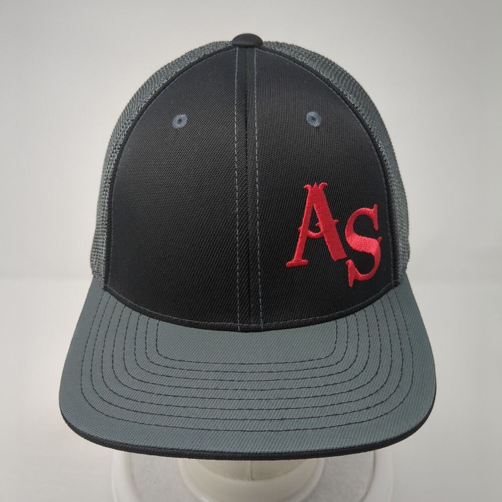 As Lumber & Supply Fitted Trucker Hat Gray L/Xl Mesh Back Pacific Headwear View 2
